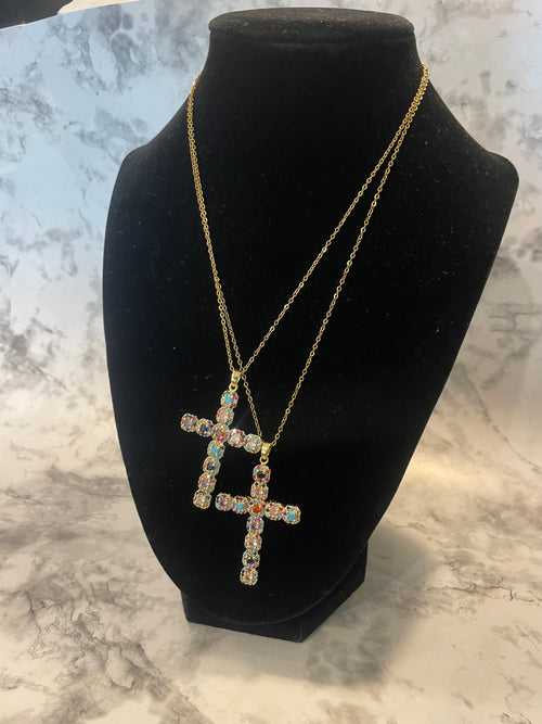 Blinged Cross Pendant Necklace