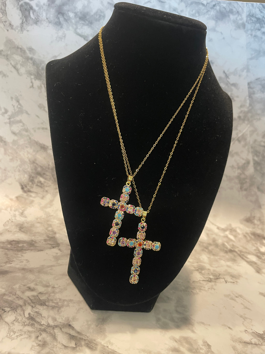 Blinged Cross Pendant Necklace