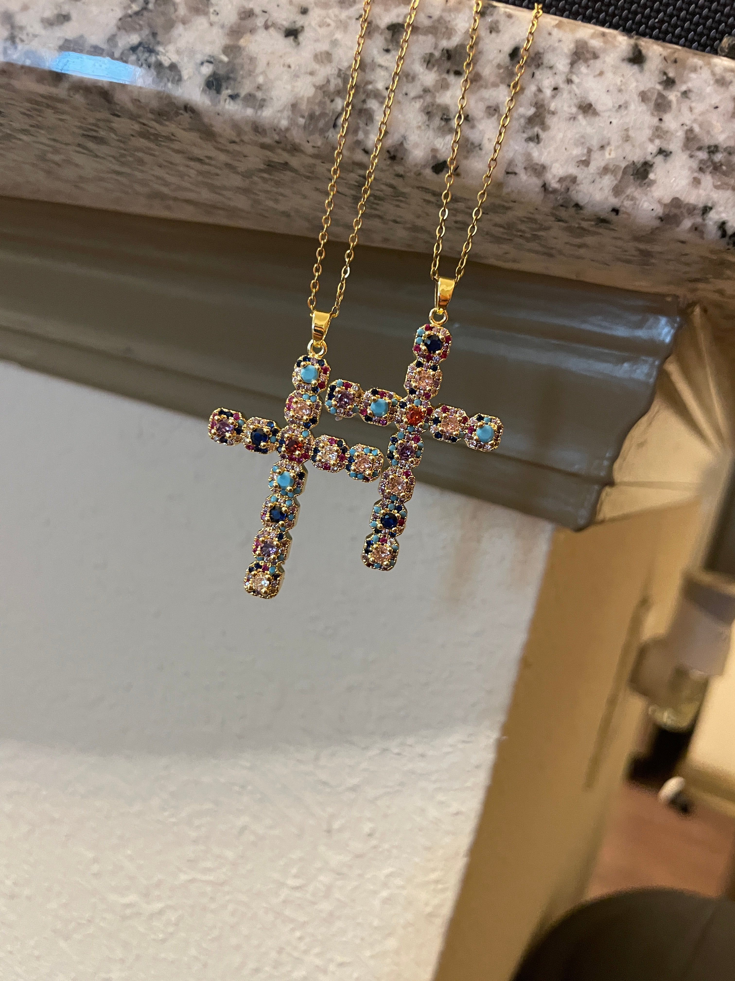 Blinged Cross Pendant Necklace