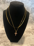 Pink Geometric Cross Pendant Necklace